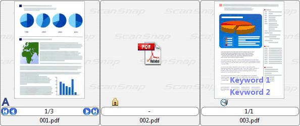 2.1 메인창 섬네일표시파일일람창에섬네일 ( 파일콘텐츠의축소된이미지 ) 을표시할때다음창이나타납니다. 섬네일표시의구성은다음과같습니다. 섬네일 키워드 [ 페이지넘기기 ] 버튼파일명페이지번호상자텍스트마크열쇠마크전자서명마크 섬네일 PDF 와 JPEG 파일을섬네일에표시합니다. 다른종류의파일들은관련애플리케이션의아이콘으로표시됩니다.