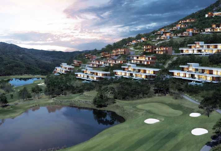 The resort has a hotel type condominium having 767 rooms in 16 types, a 86 room youth hostel, ski slopes satisfying international standards and a 36 hole membership country club.