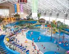 It provides different indoor pools such as wave pool, flowing pool, kids pool, and spa pool, as well as outdoor pools like the