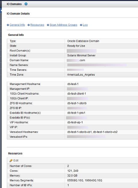 I/O 도메인을 확인합니다 I/O Domains(I/O 도메인) 화면이