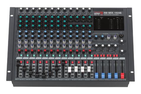 오디오 믹서 IM-MX SERIES Audio Mixer - 12채널 입력, 3채널 출력, 4보조 출력 - 외부기기 스테레오/모노 입력기능(AUX RETURN) - 입/출력 신호확인 가능 - 3밴드(HIGH, MID, LOW) 그래픽 이퀄라이져 내장 - 콘덴서 마이크 전원(PHANTOM POWER)