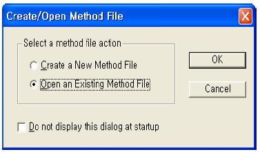 일반적으로 Open an Existing Method File을이용하여새로운