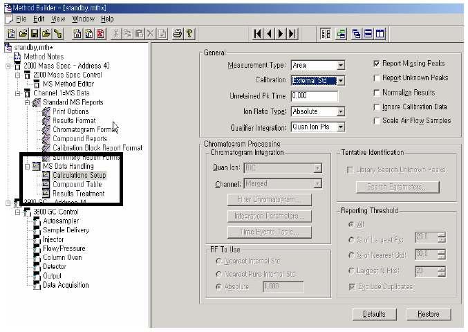 11. 검량선만들기 1) Standard를농도별로분석한후 Toolbar의 M ethod Icon을이용하여표준물을분석한 Method 를열어검량선만들기를진행한다.