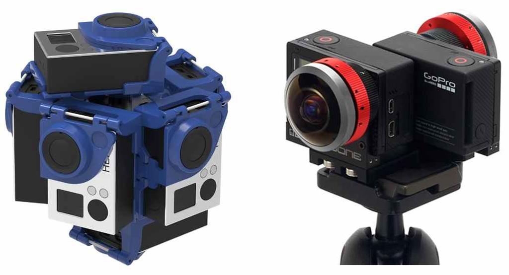 ( 그림 5-1) 리그형 360 도카메라 ( 왼쪽 ) 표준렌즈 360 도카메라 (Pro7), ( 오른쪽 ) 광각렌즈 360 카메라 (Etaiya 220 도사용 )