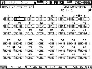 (Input & Output Patch) 61 6 (Input & Output Patch) (Input Patch) Input Channel Input Channel Insert In, Effect processor Input Patch, DISPLAY ACCESS [INPUT PATCH].