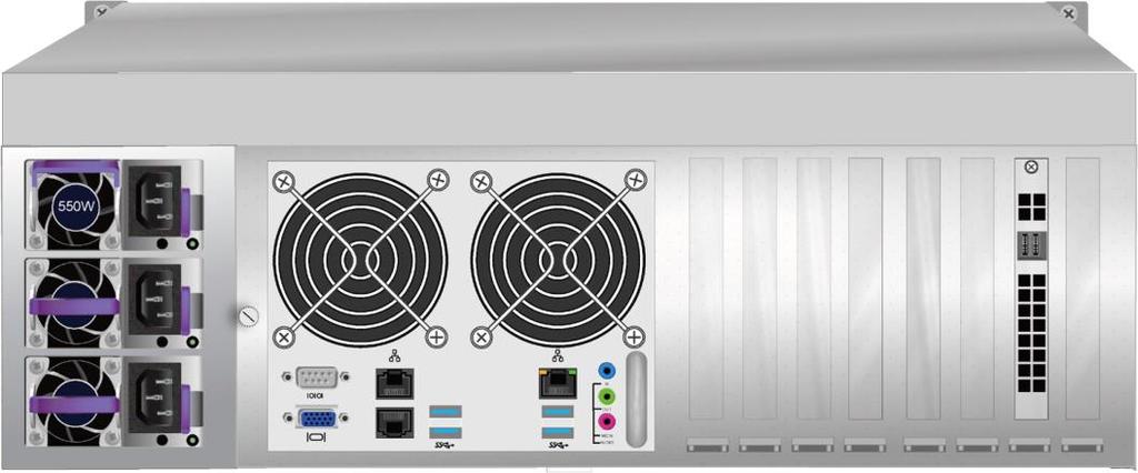 여기에전원케이블과 I/O 연결, IPMI 포트, 오디오출력 / 입력, 비디오 (VGA), USB 직렬포트, COM1 ( 직렬포트 ), SAS