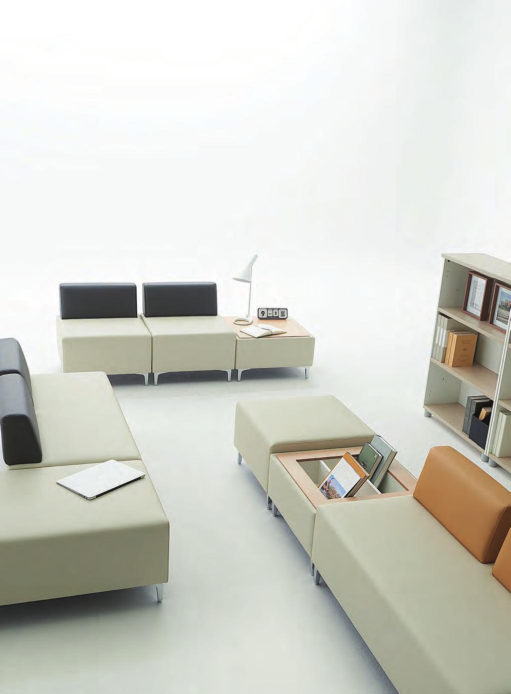 LOBBY MODULE SOFA STRUCTURE & FEATURE ECF6000 시리즈는다양한공간에맞는모듈형구성을통해제품을다각적으로활용가능하며, 분위기에따라패브릭및