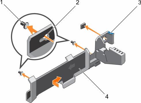 관련링크 안전지침 컴퓨터내부작업을시작하기전에 냉각덮개분리 PCIe 카드홀더분리 케이블고정브래킷설치 냉각덮개장착 PCIe 카드홀더설치 컴퓨터내부작업을마친후에 케이블고정브래킷설치 전제조건 1. 안전지침섹션에나열된안전지침을따릅니다. 2. 시스템내부에서작업하기전에섹션의절차를따릅니다. 3. 설치되어있는경우냉각덮개를분리합니다. 4. PCIe 카드홀더를분리합니다.