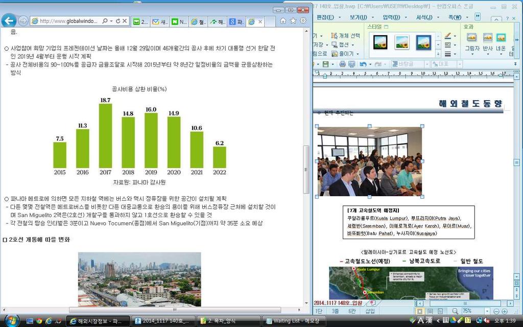 < 공사비용상환비율 (%)> 자료원 : 파나마감사원 ㅇ파나마메트로에의하면모든지하철역에는버스와택시정류장을위한공간이설치될계획임.