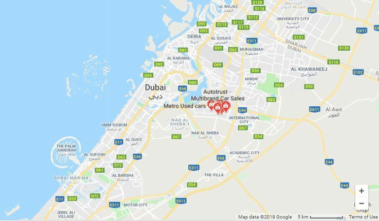쉐이크자이드로드외에프리존중하나인라스알코르 (Ras Al Khor) 지역두바이오토존 (Dubai Auto Zone) 에중고차를판매하는업체들이모여있다.