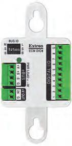 ebus - 제어모듈 ECM DIO8 ebus 디지털 I/O 제어모듈 Extron ECM DIO8 은 Extron ebus 지원제어시스템을위한소형디지털 I/O 제어모듈입니다. 사용이용이한이제어모듈은 IPCP Pro 제어프로세서에연결되어센서, 컨택트클로저를비롯한다양한 I/O 장치와인터페이스로접속합니다.