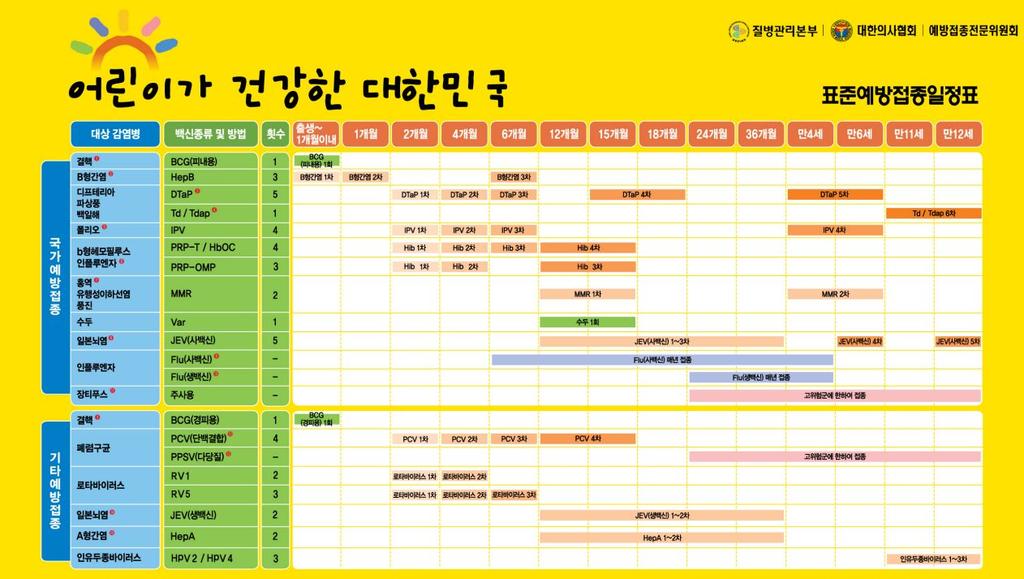 표준예방접종일정표