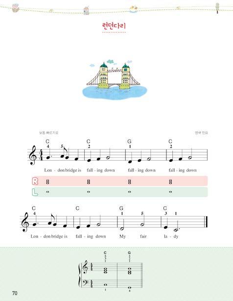 코드반주 런던다리 1 권 70 쪽 양손코드반주 바뀌는코드미리준비