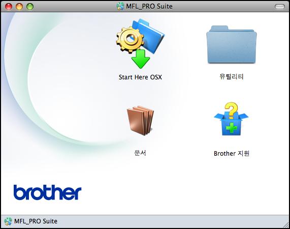일반정보 설명서보기 (Macintosh) 1 a Macintosh 를켭니다. Brother CD-ROM 을 CD-ROM 드라이브에넣습니다. 다음화면이나타납니다. b 문서아이콘을더블클릭합니다. c 언어폴더를더블클릭합니다. d top.pdf 를더블클릭합니다. 국가화면이나타나면국가를선택합니다. e 사용자설명서목록이나타나면원하는설명서를선택합니다.
