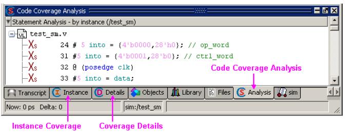 vcom -93 *.vhd 를입력합니다. 4. Coverage 정보를포함하는최적화 Design 만들기 A. 아래의 Command 를입력합니다. i. vopt +cover=bcsxf test_sm o test_sm_opt 를입력합니다. 최적화된 test_sm_opt 라는최적화된 library 가만들어집니다. Load and Run the Design 1.