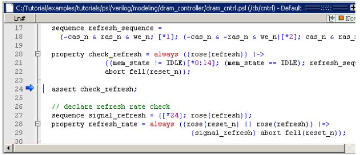 assertion 은 20 ~ 22 번라인까지정의되어있으며, check_refresh 속성을체크하는것으로구성되어있습니다. check_refresh 속성을보면 reflash signal 이활성화가되려면 memory controller state 가 IDLE 이될때까지기다립니다.