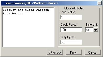 Specifying Clock Pattern Attributes 위와같이설정을하고 Finish 버튼을클릭하면아래와같이 Clock Patten