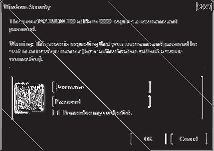 [ 네트워크 ] 메뉴 웹브라우저에서액세스 1) 컴퓨터의웹브라우저를시작합니다. 2) 프로젝터에설정된 IP 주소를웹브라우저의 URL 입력필드에입력합니다. 3) 사용자이름과암호를입력합니다.