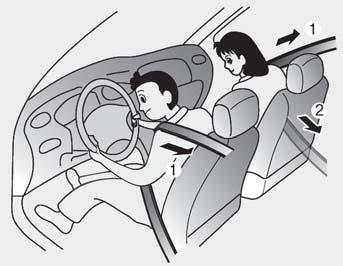 그리, 안전벨트가완전히채워졌는지손으로안전벨트를세게당겨확인하십시오.