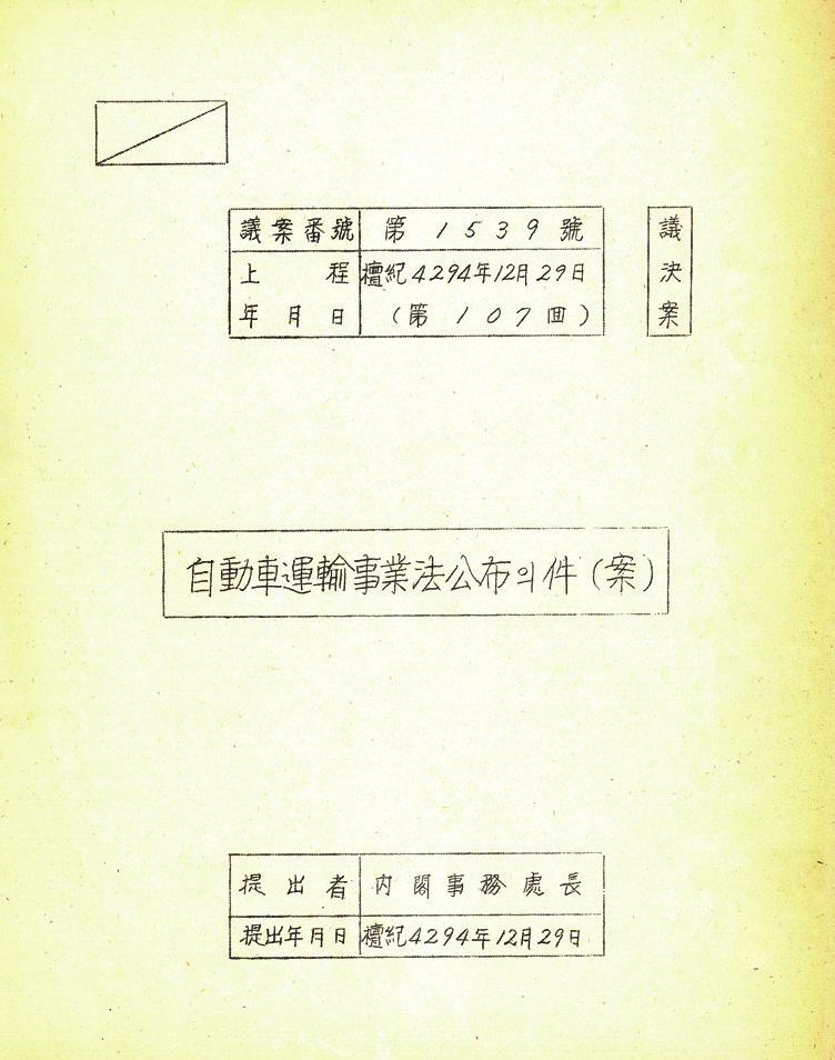 또한정부는이러한법제정과함께자동차산업을활성화하기위한자동차공업육성계획, 국토의종합적개발을위한국토종합개발계획, 국민의교통안전을위한교통안전기본계획, 수도권교통문제개선을위한수도권교통개선 5개년계획, 대도시교통종합계획수단및운영을통합할수있는국가기간망교통계획및수도권광역교통계획등을수립하여의효율적추진을도모하였다.