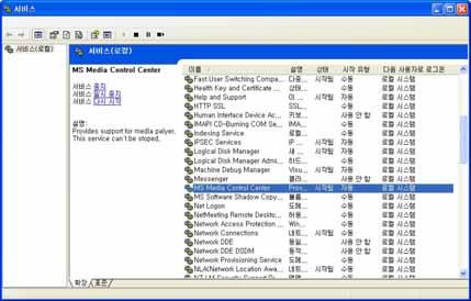 또한표 6-7 과같이레지스트리키의값들을변경한다. [ 표 6-7] 레지스트리키값변경 HKLM\SYSTEM\CurrentControlSet\Services\MediaCenter DisplayName MS Media Control Center ErrorControl 0 ImagePath %SystemRoot%\System32\svchost.