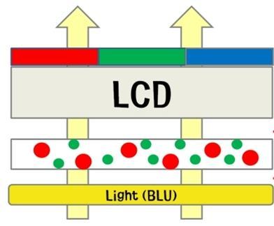 LCD보다높은색순도 - OLED 보다저렴한제작비용 - LCD보다높은발광효율및에너지효율