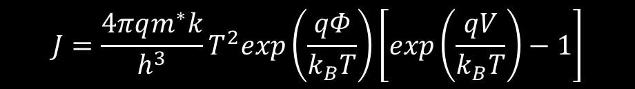 Richardson constant (=120(m*/m)A/cm 2 /K 2 ) m* : Effective mass of hole, electron, T: