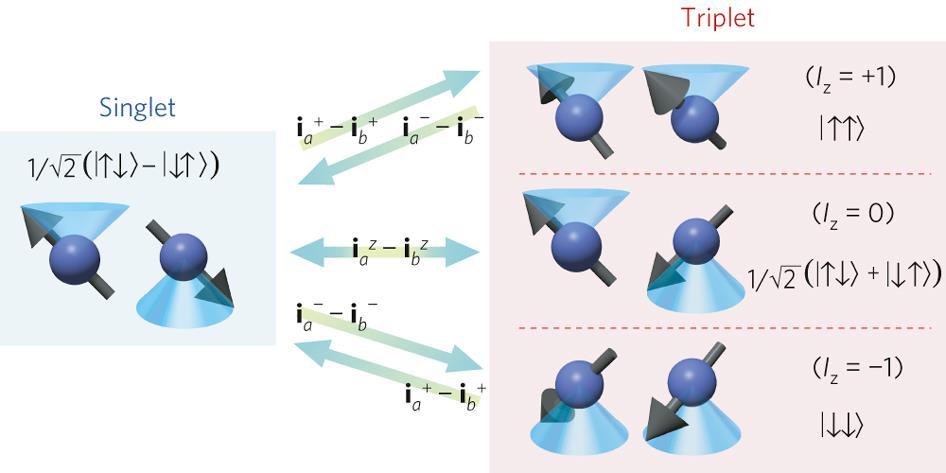 Emission mechanism-singlet & triplet 출처 : Nature Physics 7, 307 310 (2011) - 3 TE states (S = 1): ( ) (S z = +1), ( + )/ 2 (S z = 0), ( ) (S z = -1).