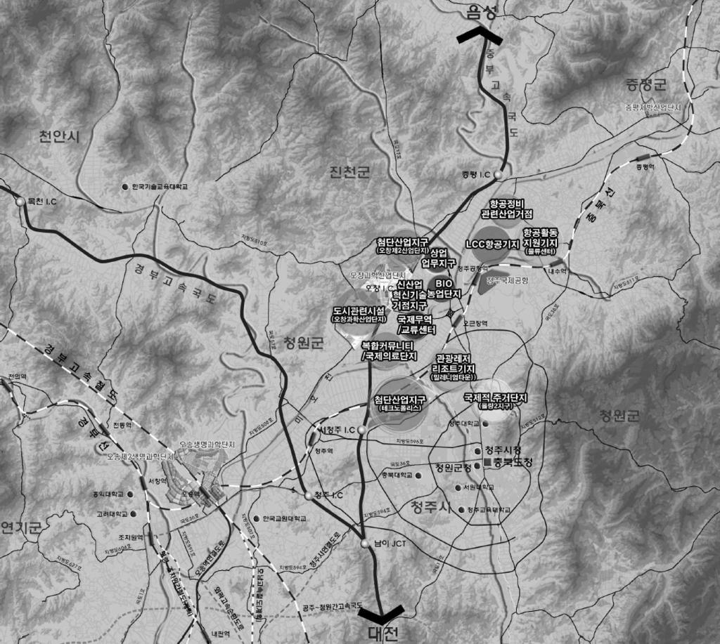 ( 표 3-5) 클러스터별도입시설 클러스터 항공정비산업클러스터 국제교류거점클러스터 휴양 문화클러스터 관광 레저클러스터 시설명 항공사지원시설, LCC항공기지 항공정비산업연구소, 항공교육원, 항공정비센터 물류파크, 집배송센터, 무역자유지대, 물류창고 항공대학, 비행훈련학교 비지니스파크, 호텔, 컨벤션센터, 전시장, 국제교육연수거점 ( 대학등 )