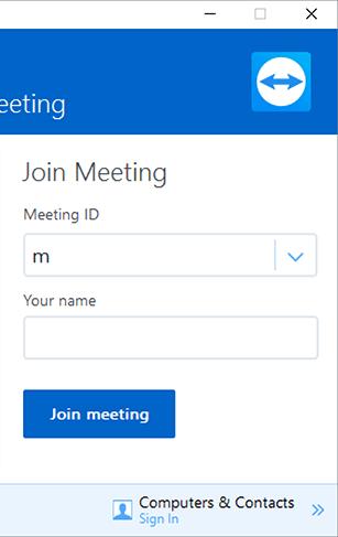 회의동안모든참가자에게사용자의이름이보입니다 ( 28페이지 3.7.2 항참조 ). 회의참가영역. 회의에참가하려면앞서설명한데이터를입력란에입력한후회의참가를클릭하십시오.