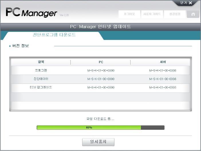 PC Manager 인터넷업데이트 최신버전의 PC Manager 프로그램을서버에서 PC 로다운로 드합니다.