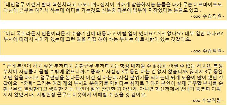 또한미리기준을정해서수습직원이준비할수있는기간을요청하기도하였다.