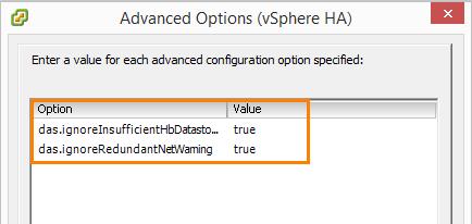 HA 고급설정 노트 : 위의 Advanced 설정은가상센터에서 HA 경고를제외시키기위한용도로사용되었으나일반적인환경에서는