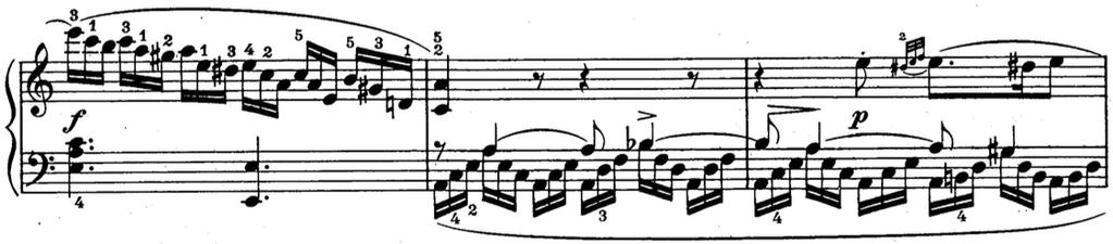 곡의첫번째에피소드에해당하는 B 부분은바장조 (F Major) 로곡의첫음인 11 Frederick