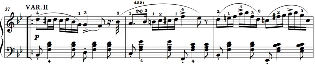 21 Var. Ⅱ 제 2 변주에서는선율에보다경쾌하고자유로운리듬이나타난다.