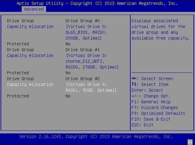 논리 드라이브 만들기를 확인하려면 그림 3-14 6. 논리 드라이브 정보 보기 BIOS Setup Utility를 종료하고 Oracle System Assistant 유틸리티(시스템에서 사용 가능 한 경우)로 재부트하여 해당 논리 드라이브에 OS를 설치하거나 부트 드라이브를 조정합니 다.