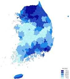 < 그림 4-19> 기후변화에따른재해취약지역변화전망 (2012~2100 년 ) 홍수취약지역 (2012) 홍수취약지역