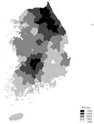 1%) 로증가전망 폭설취약지역 (2012) 폭설취약지역 (2100) 취약지역이 67 개 (28.