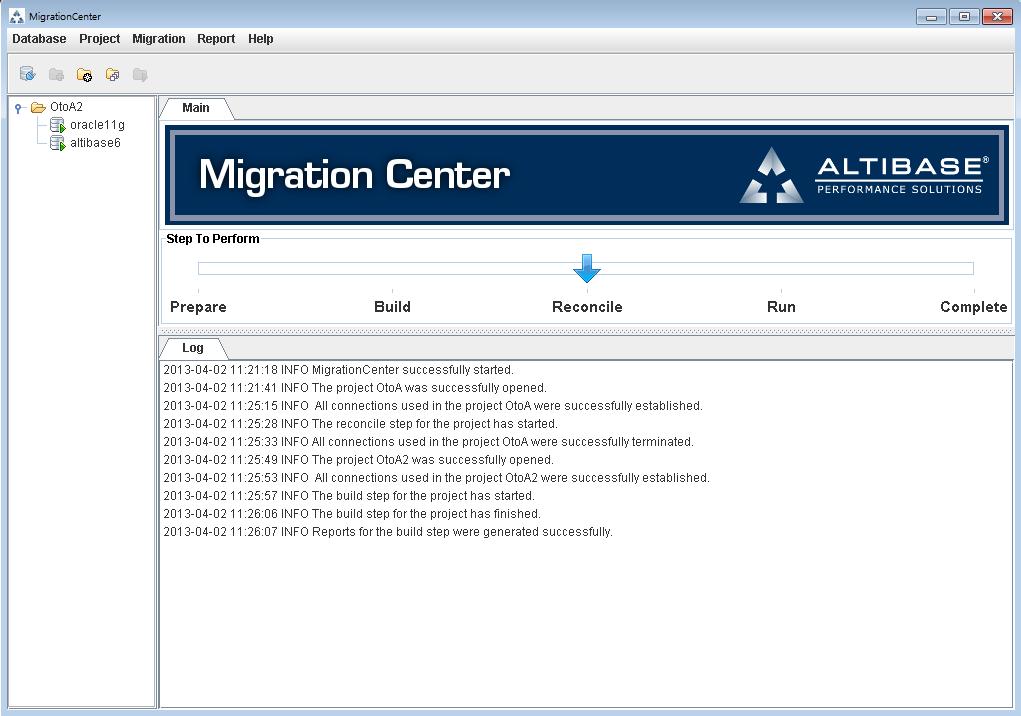 MIGRATION CENTER GUI 모드 Migration Center GUI 는 프로젝트