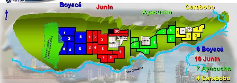 [ 그림 47] 베네수엘라자원벨트 출처 : PDVSA( 석유공사 ) * 총면적 : 55,314km2 ** 현재개발면적 : 11,593km2 *** 총블록수 : 27 블록 프로젝트명블럭 ( 총 27블럭 ) 파트너 < 표 26> 국유화이후지분분포도 Cerro Negro Sincor Hamaca Petrozuata (Junin) (Carabobo)