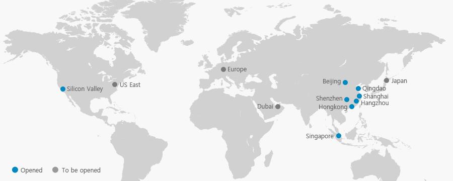 중국내주요거점 : 베이징, 상하이, 항저우, 칭다오, 선젂 (5 개 ) 해외서비스거점 : 홍콩, 싱가폴,