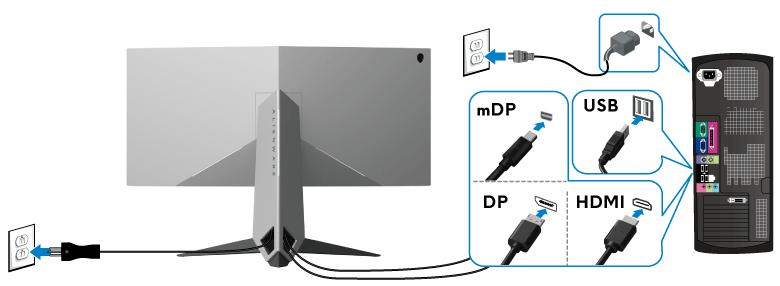 0 케이블 ( 제공된케이블 ) 을모니터의업스트림포트에연결한다음컴퓨터의해당 USB 3.0 포트에연결합니다. ( 자세한내용은후면및밑면참조.) 3. USB 3.0 주변장치를모니터의다운스트림 USB 3.