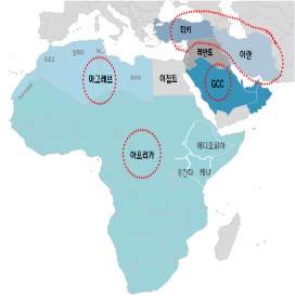 Ⅳ. 전략과제 지도 / 지역전략 중동 - 아프리카內지역구분및전략지역선정 ( 지역구분 ) 경제통합, 지리적위치, 종교, 사회 문화등에따라, 4 개지역으로구분 지역특징 ( 경제, 종교, 사회 문화등 ) GCC (6 개국 ) 이란, 터키, 이집트 마그레브 (4 개국 ) 아프리카 ( 사하라이남 ) 인구 52 백만명, GDP 1 조 7 천억불 (1 인당