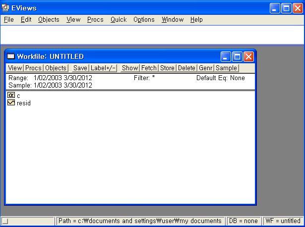 작업파일의생성 (Creating a Workfile) [ 참고 ] EViews 4.