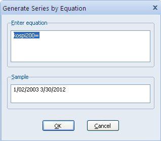 EViews 에서의자료처리 (Data Processing) 새로운계열 (series : 변수 ) 의생성 EViews에서의 Generate