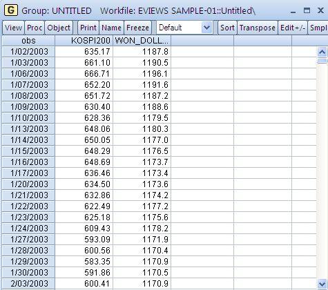 EViews 에서의그룹 (Group) 그룹 (Group)