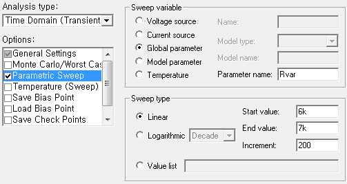 PARAMETERS: Rvar = 5k RB1 49k RC {Rvar} CC