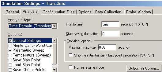 7 장 Parametric 해석 따라하기 1) 회로도 R2 PARAMETERS: Rvar = 10k VEE {Rvar} VCC VEE VOFF =