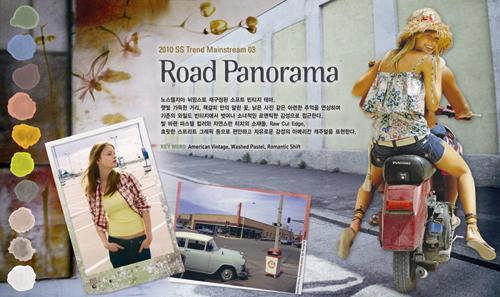 러를활용하여자유로운감성으로믹스하는것이스타일의키. 3 Road Panorama - American 빈티지캐주얼이기존의와일드한빈티지에서벗어나햇빛가득한거리, 책갈피안의말린꽃, 낡은사진같은아련한추억을떠올리는듯한노스탤지어뉘앙스로재구성되어편안한스타일로풀어짐. 또한올드패션의레트로감성이더해져서소녀적인로맨틱함이빈티지스타일과함께나타남.