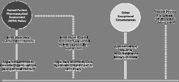 제 4 장외국의희귀의약품, 항암제기금화운영사례 [ 그림 13] 예외적상황의프레임워크 가 ) 환자지정의약품평가 (Named Patient Pharmaceutical Assessment, NPPA) 의사는때때로 Pharmaceutical Schedule 상에등재되지않은치료제의사용이필요할수있다.